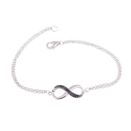 Half Black Cubic Zirconia Infinity Bracelet - Click Image to Close